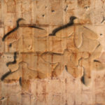 "Flour-Speak"; Hand-colored inkjet photograph on tea bags, mounted on wood; 20" x 24" x 1.5"; 2010