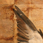 "Song for the Lost" (detail 2); Hand-colored inkjet photograph on tea bags, mounted on wood; 24" x 20" x 1.5"; 2010