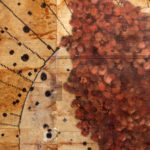 "Two States" (detail 2); Hand-colored inkjet photograph on tea bags, mounted on wood; 24" x 20" x 1.5"; 2010