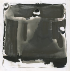 “Attempt to Minify #11"; Silver gelatin photographic chemigram; 4" x 4"; 2021
