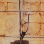 “First Core” (detail 2); Hand-colored inkjet photograph on tea bags, mounted on wood; 24″ x 20″ x 1.5″; 2009