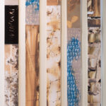 “Coddiwomple"; Silver gelatin photographic chemigrams, lumens, cyanolumens, thread; installed in the Lykes Atrium of the Staniar Gallery, Washington & Lee University, Lexington, VA; 4" x 400’ (dimensions variable); 2024